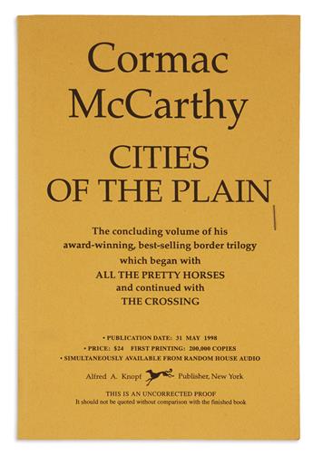 MCCARTHY, CORMAC. All the Pretty Horses * Cities of the Plain.
